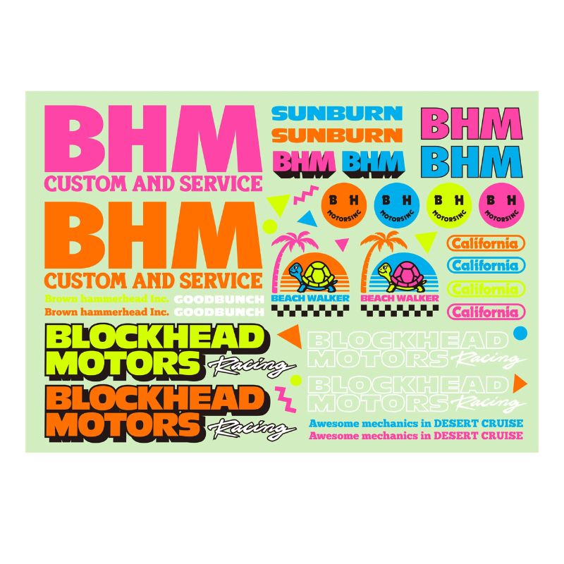 BLOCKHEAD MOTORS 90’s Neon Decal Sheet