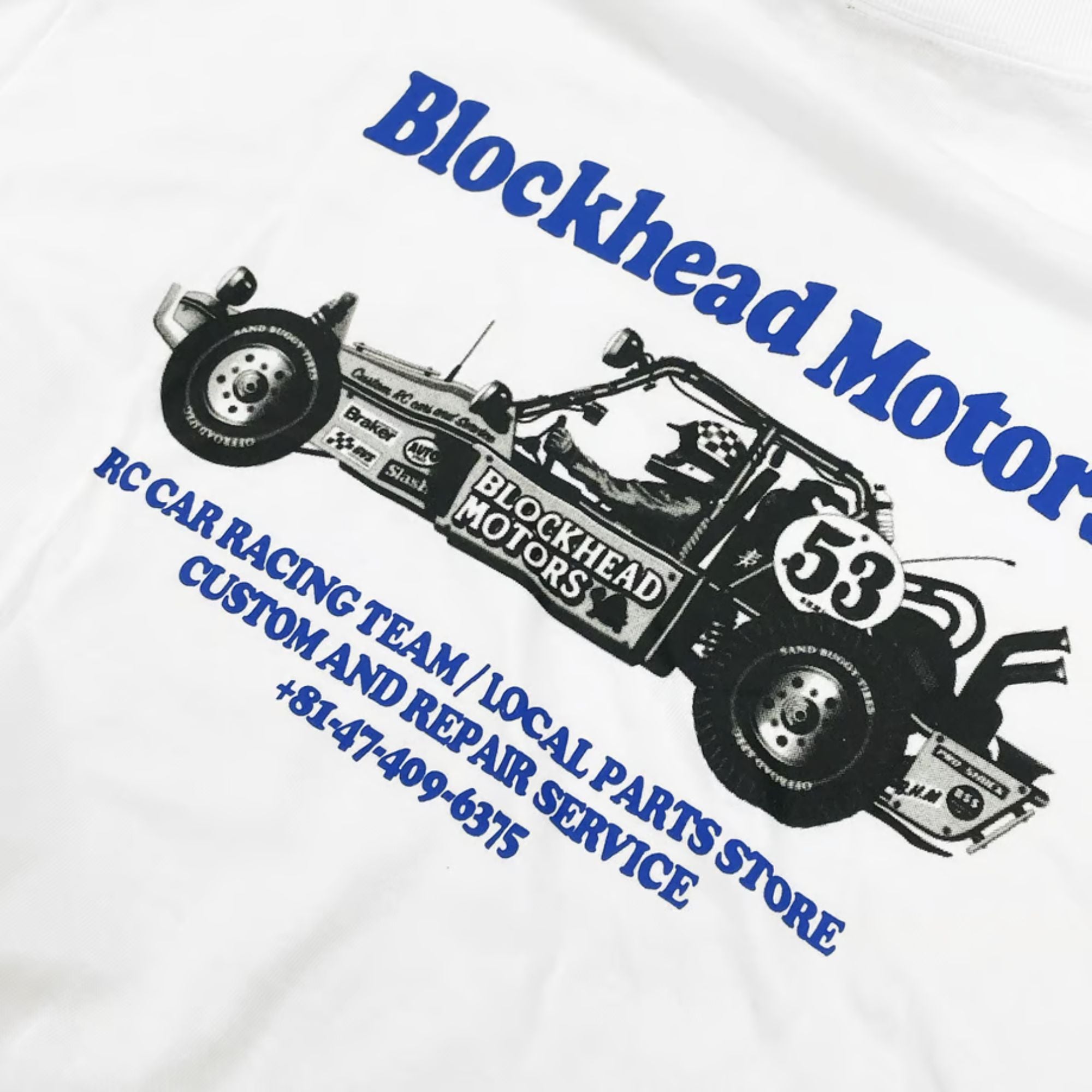 BLOCKHEAD MOTORS Vintage Baggy T-shirt (White)