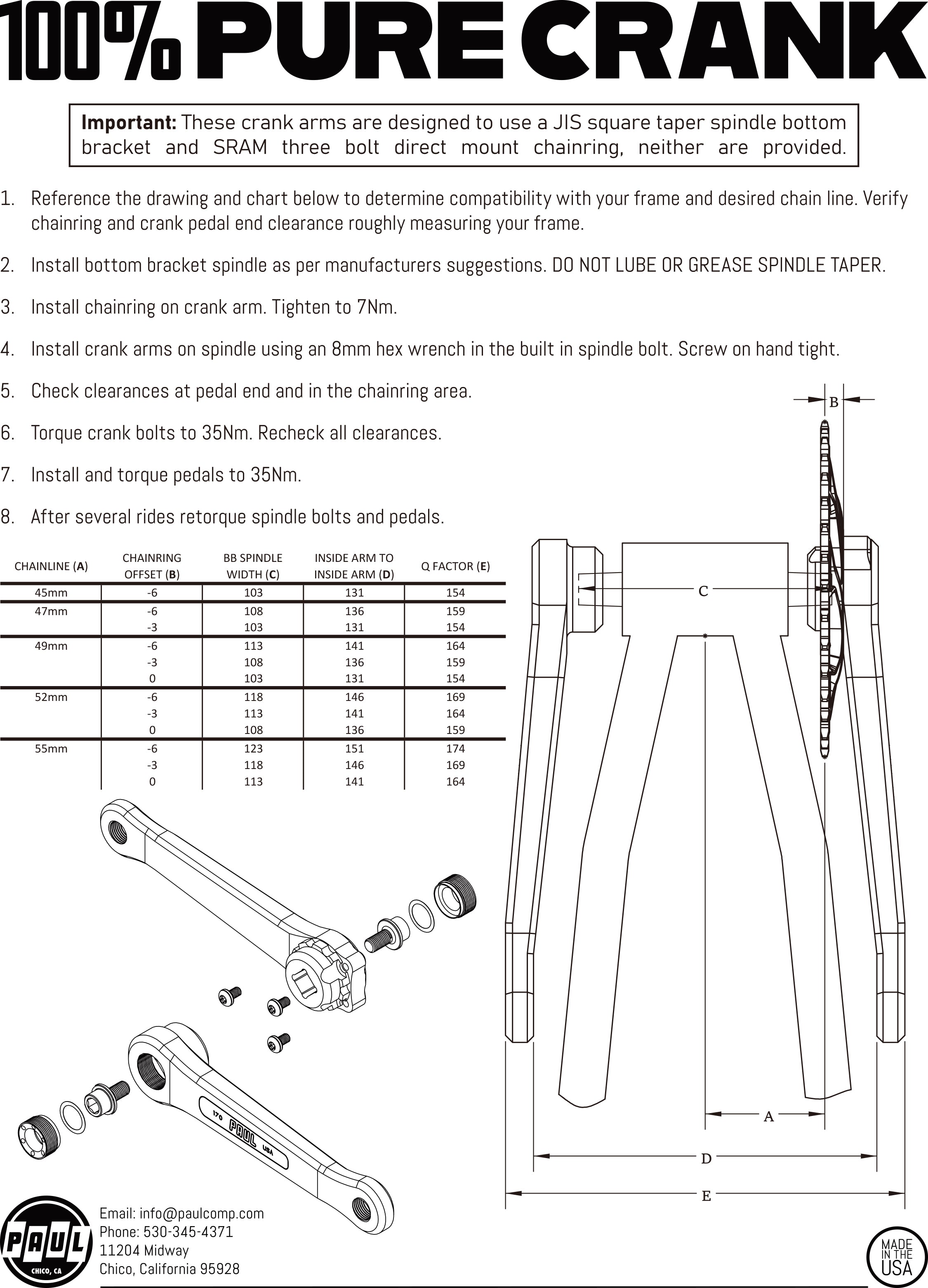 PAUL COMPONENT 100% Pure PAUL Cranks