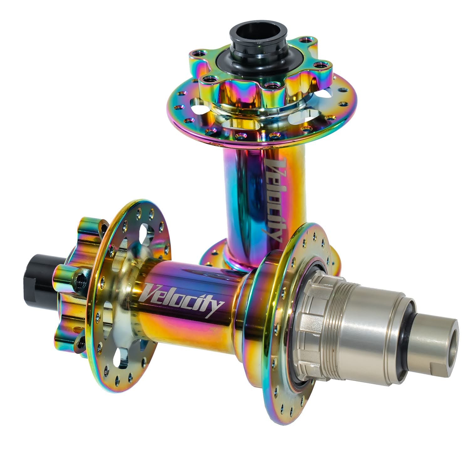 VELOCITY Mountain Disc Boost F/R Hub Set Oil Slick