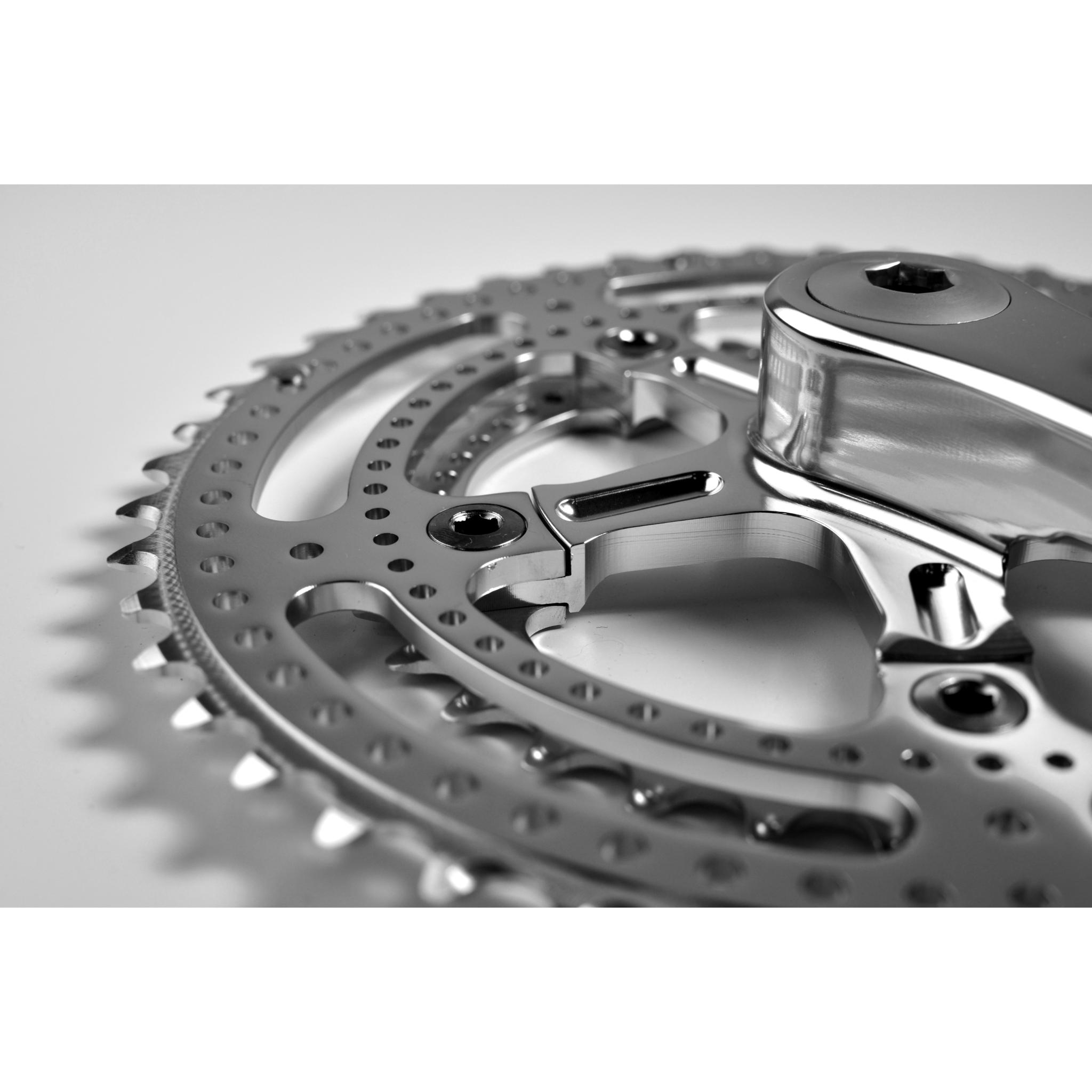 VELO ORANGE Grand Cru Drillium 110 Fluted Double Crankset
