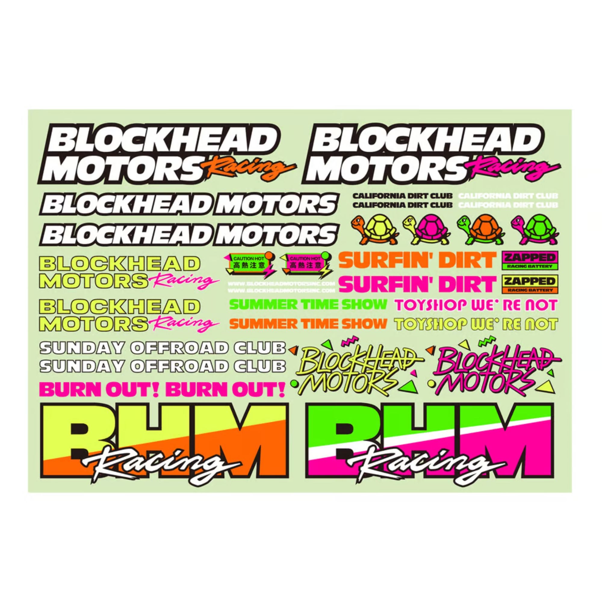 BLOCKHEAD MOTORS 90’s Fluorescent Decal Sheet