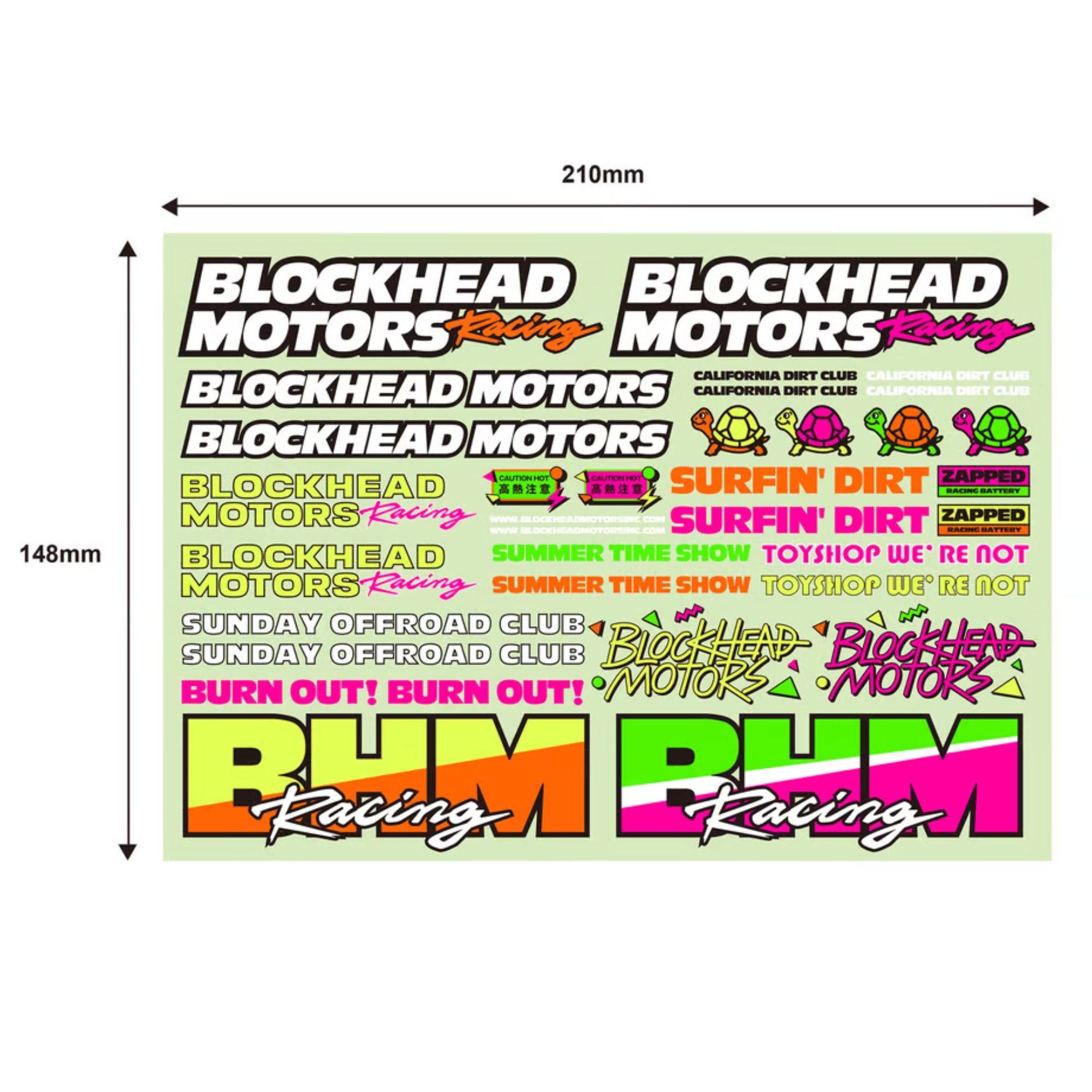 BLOCKHEAD MOTORS 90’s Fluorescent Decal Sheet