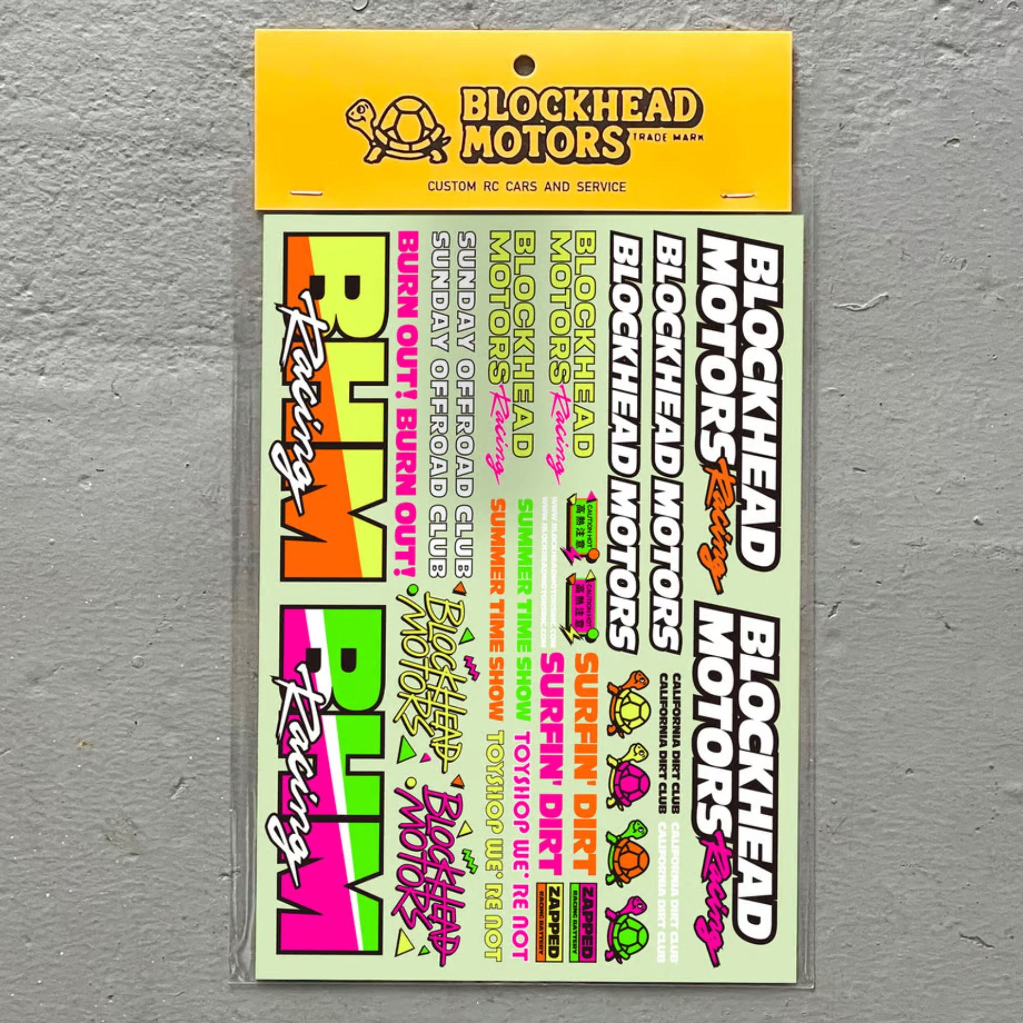 BLOCKHEAD MOTORS 90’s Fluorescent Decal Sheet