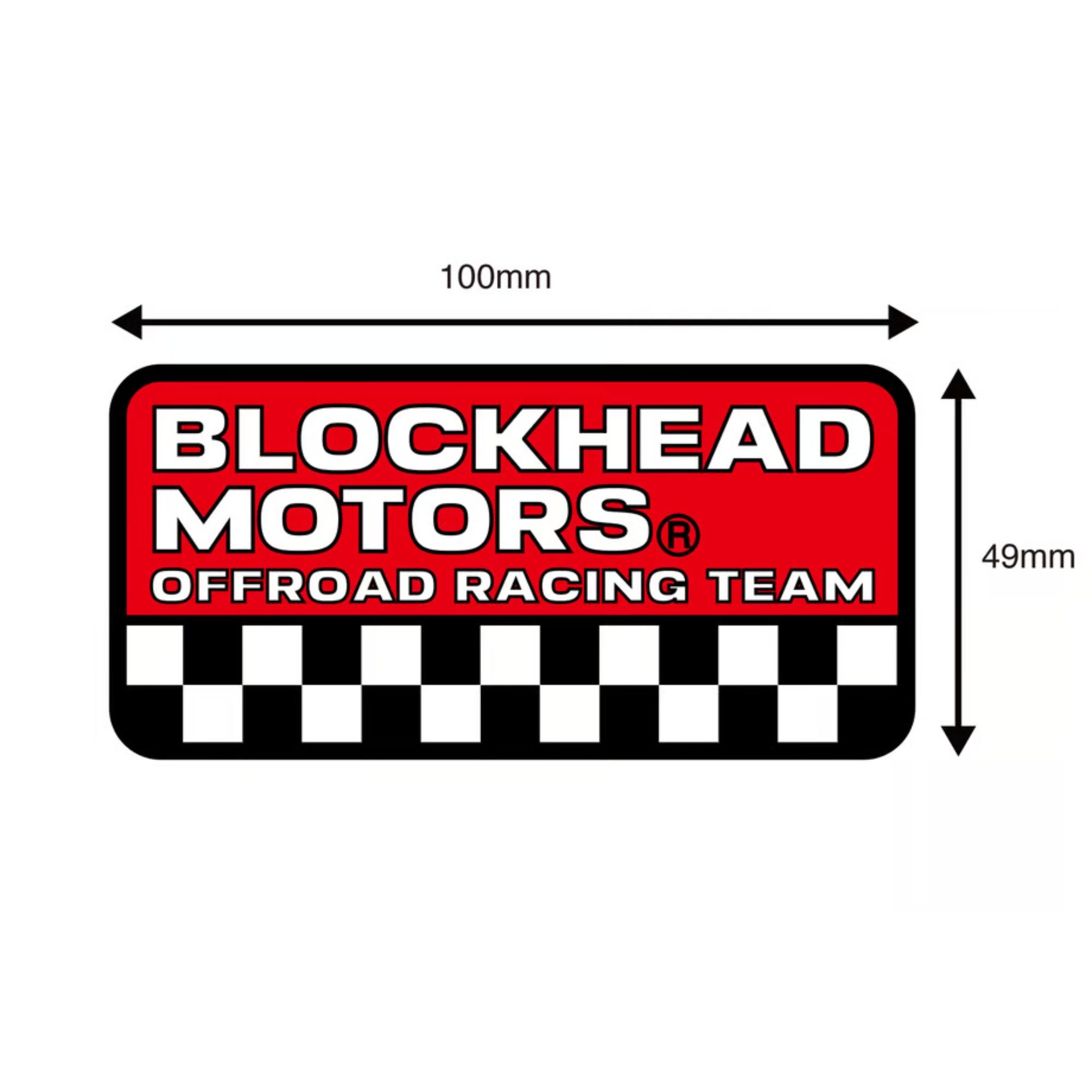 BLOCKHEAD MOTORS BHM Red &amp; Checkered Sticker