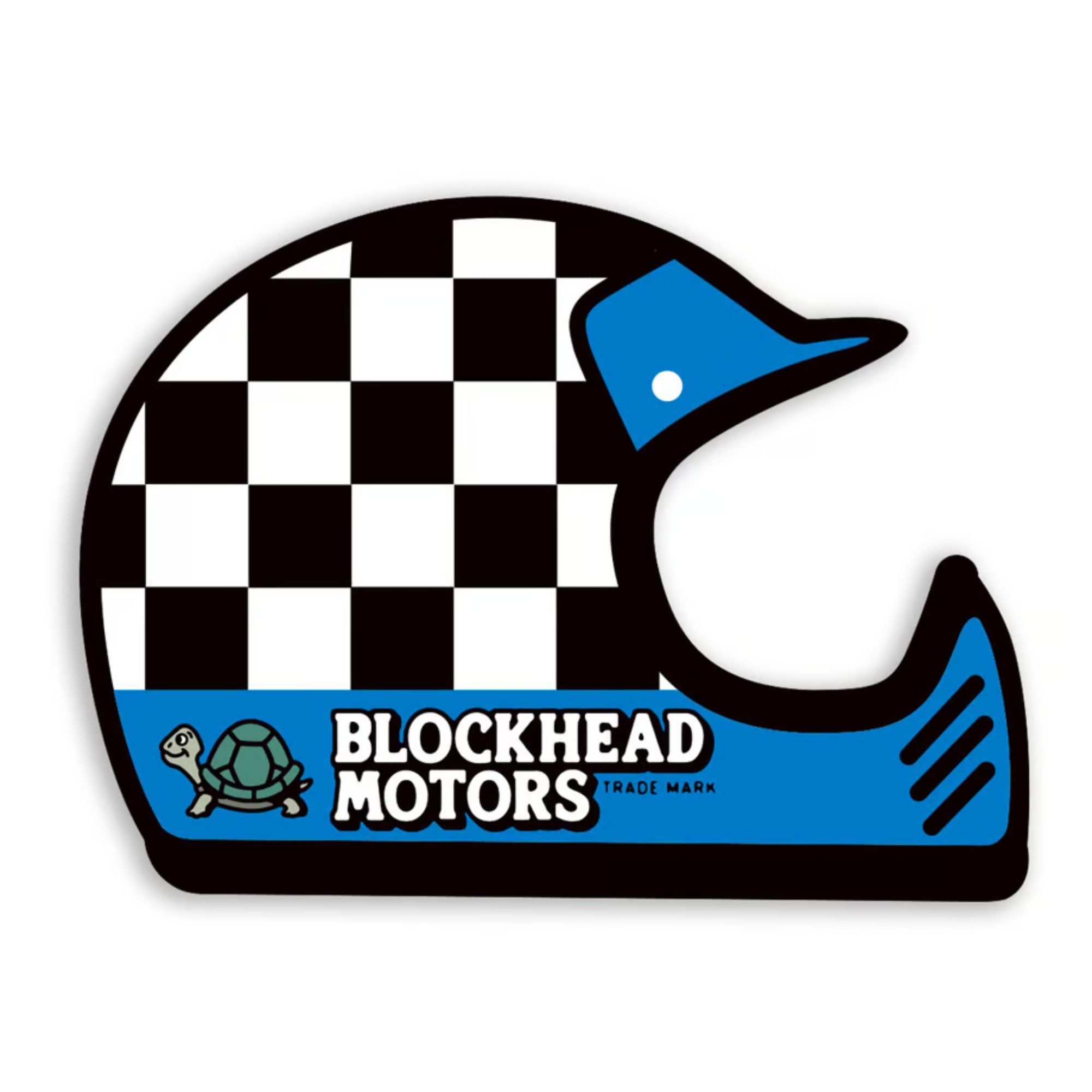 BLOCKHEAD MOTORS Check Helmet Sticker (off-road/blue)