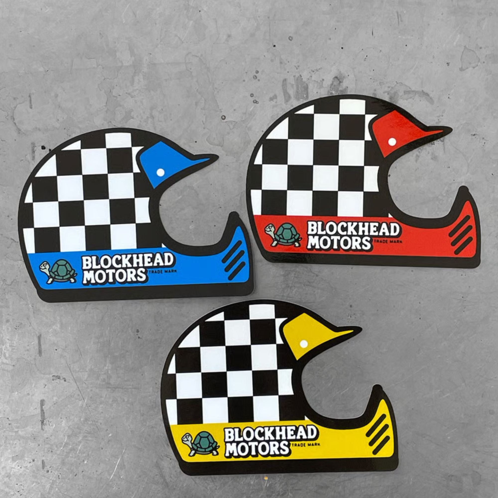 BLOCKHEAD MOTORS Check Helmet Sticker (off-road/blue)