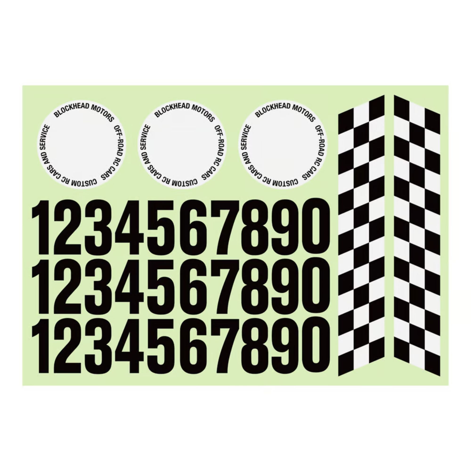 BLOCKHEAD MOTORS Number Decal Sheet