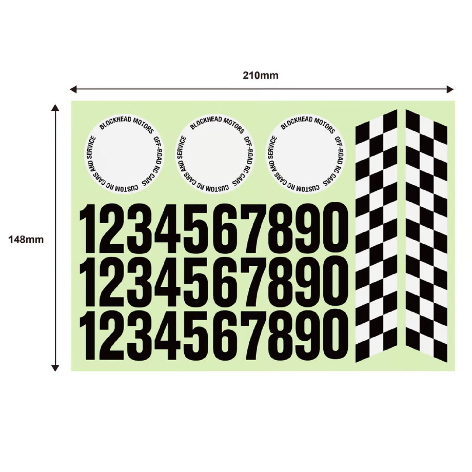 BLOCKHEAD MOTORS Number Decal Sheet