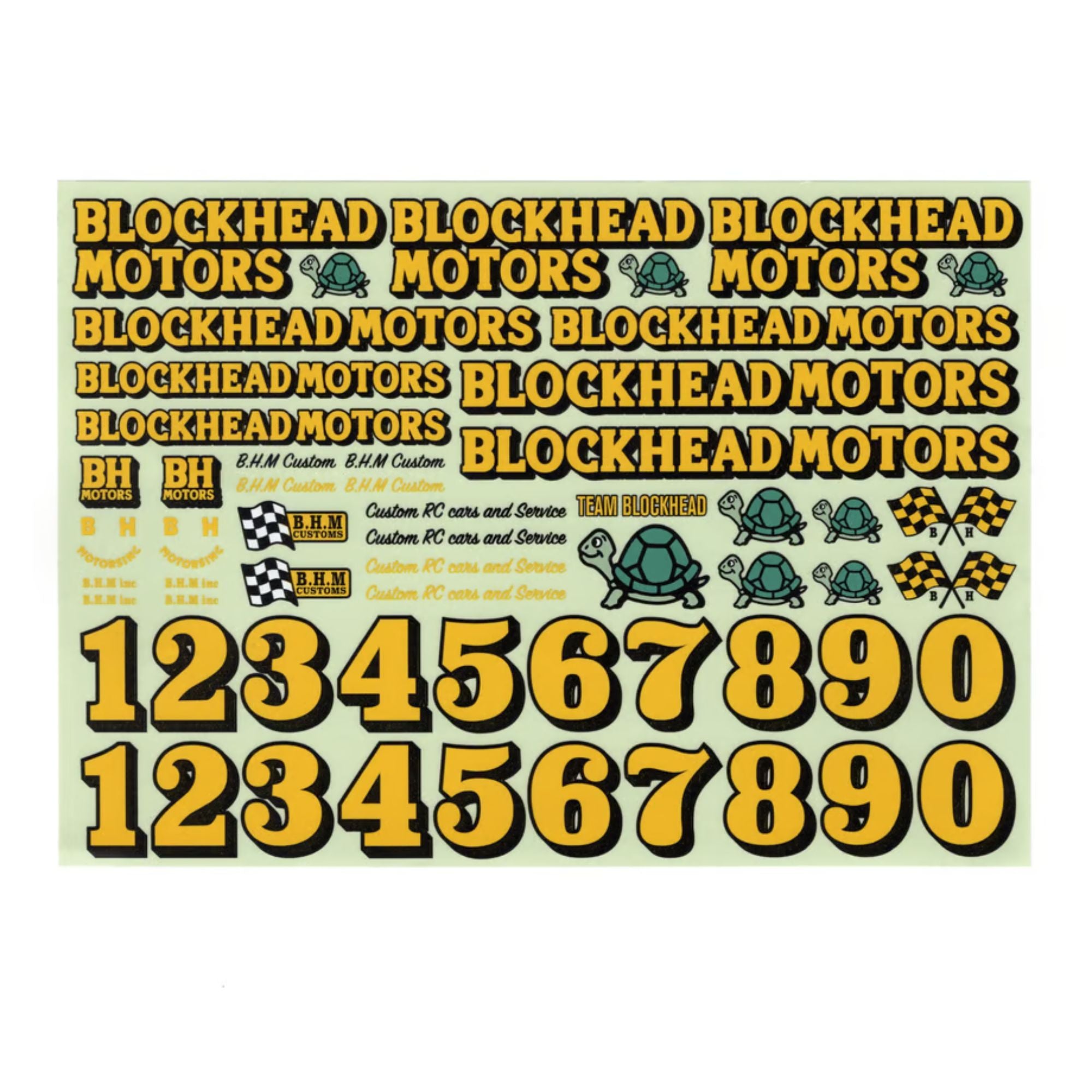 BLOCKHEAD MOTORS Original Decal Sheet [Yellow]