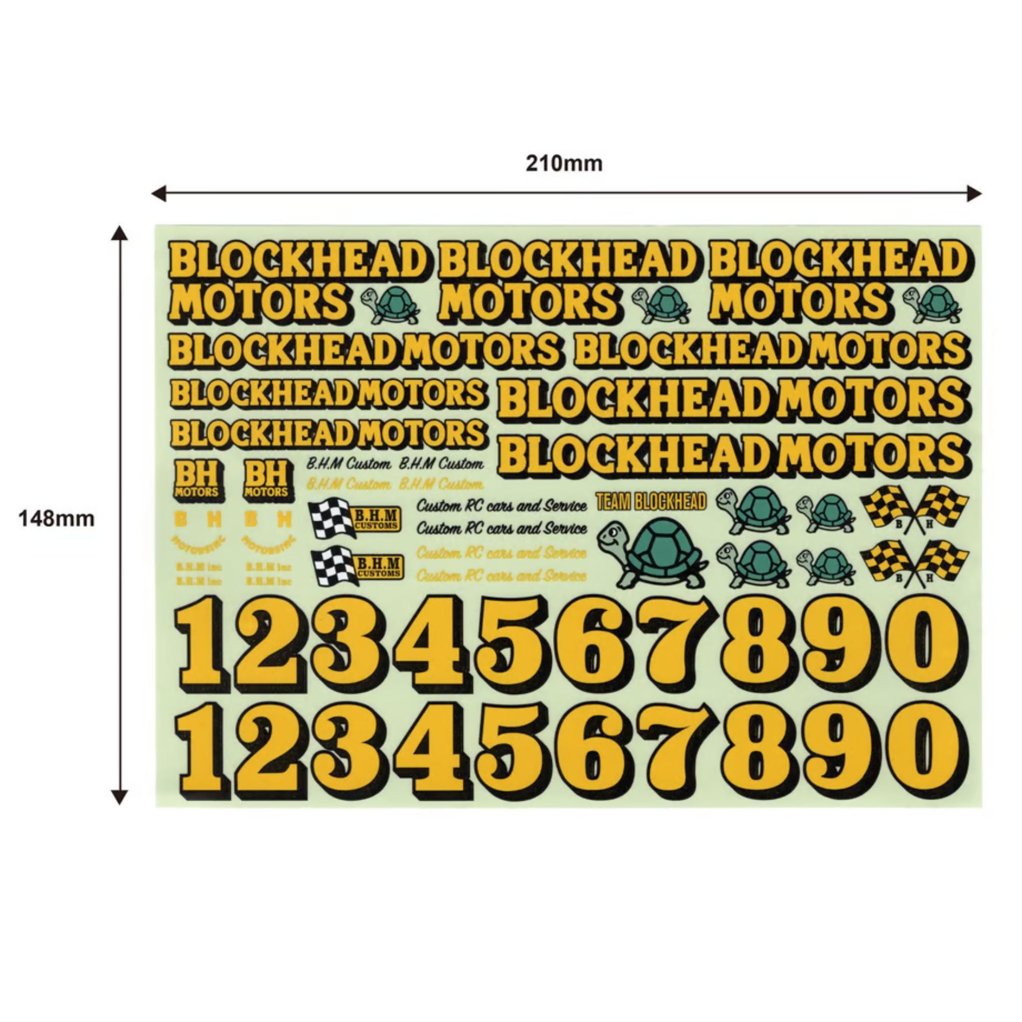 BLOCKHEAD MOTORS Original Decal Sheet [Yellow]