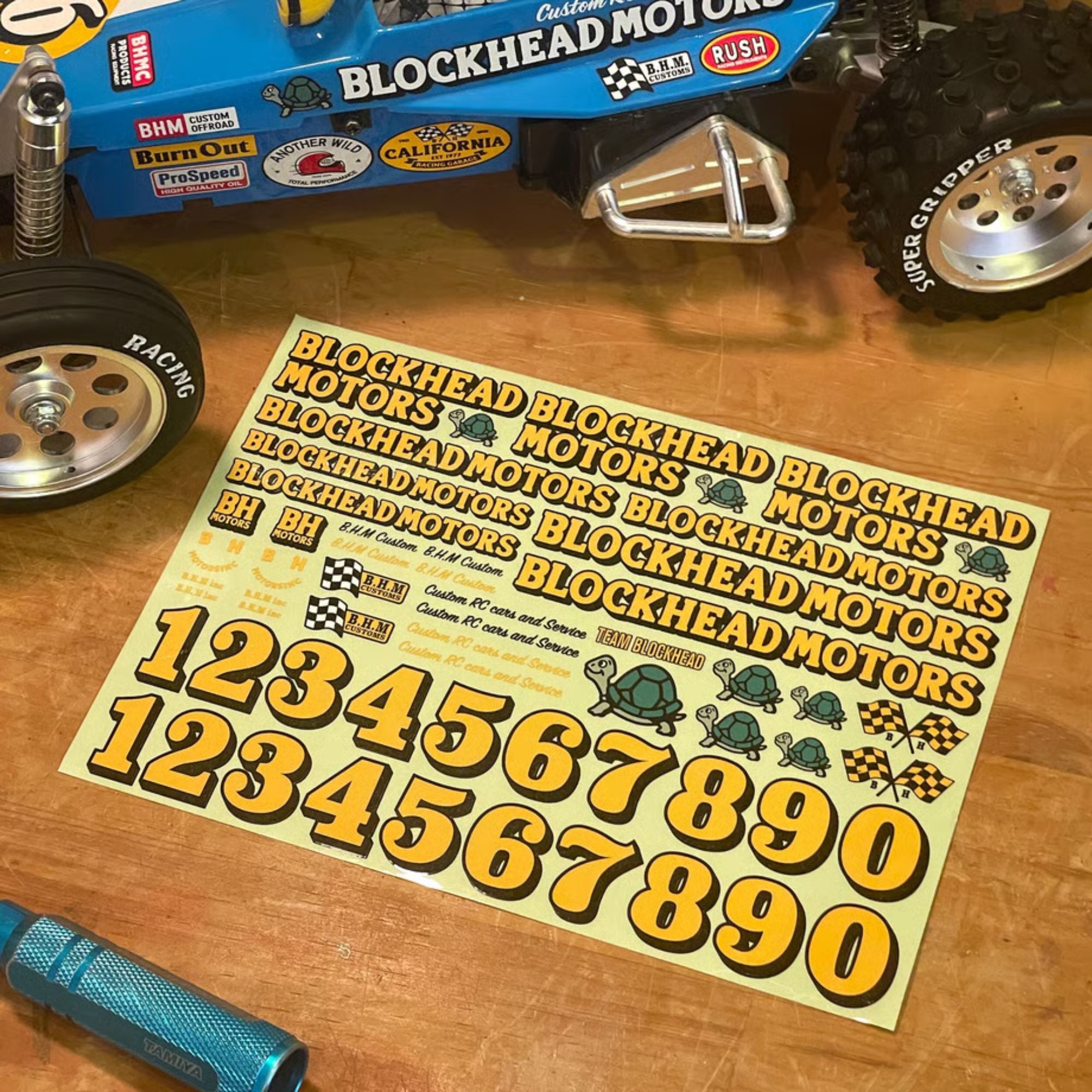 BLOCKHEAD MOTORS Original Decal Sheet [Yellow]