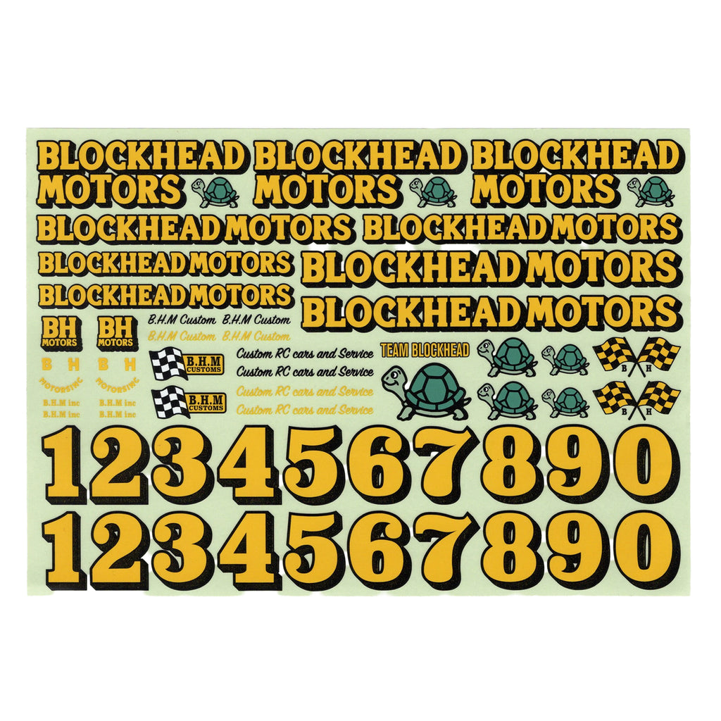 BLOCKHEAD MOTORS Original Decal Sheet
