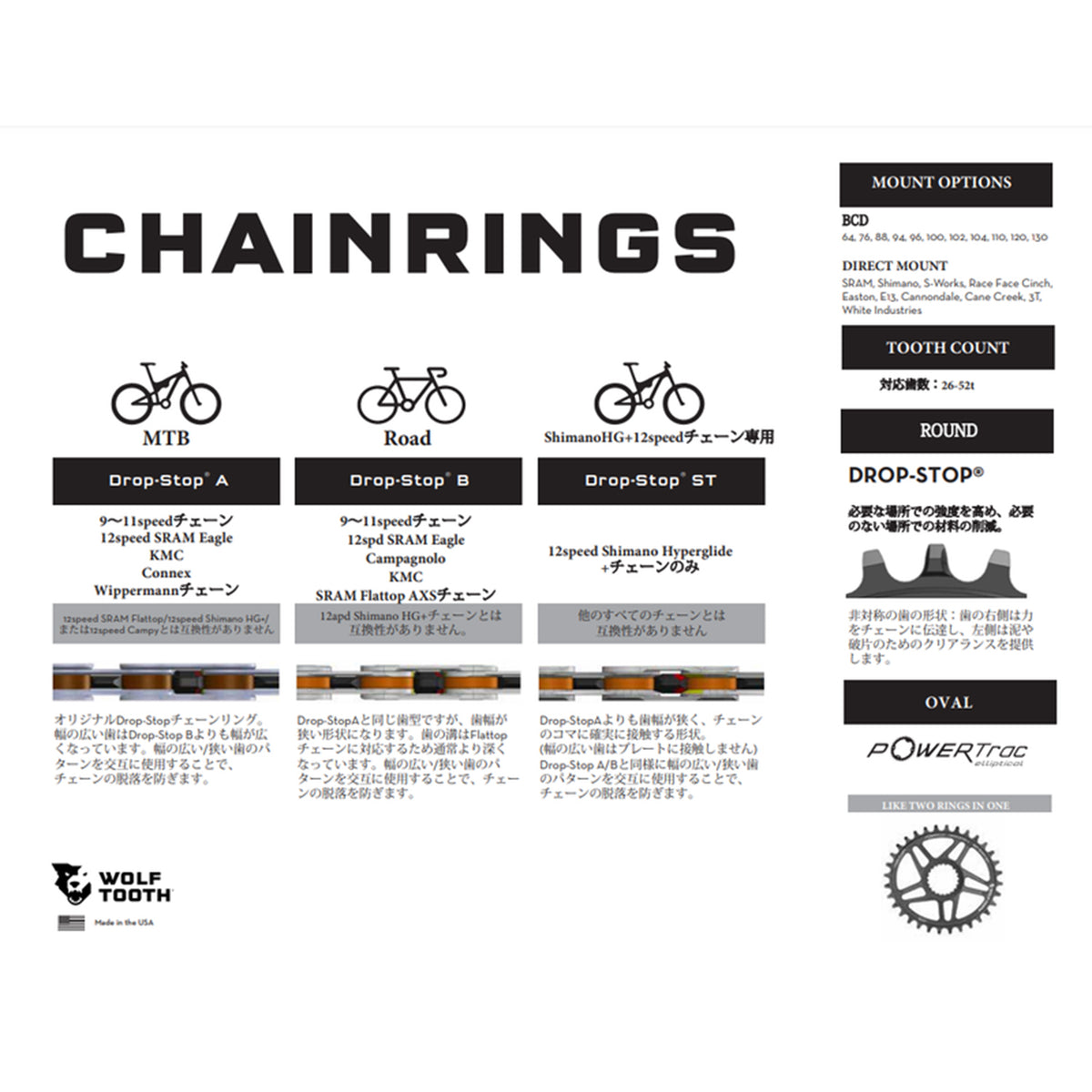 WOLF TOOTH Direct Mount Chainring for SRAM 3-Bolt