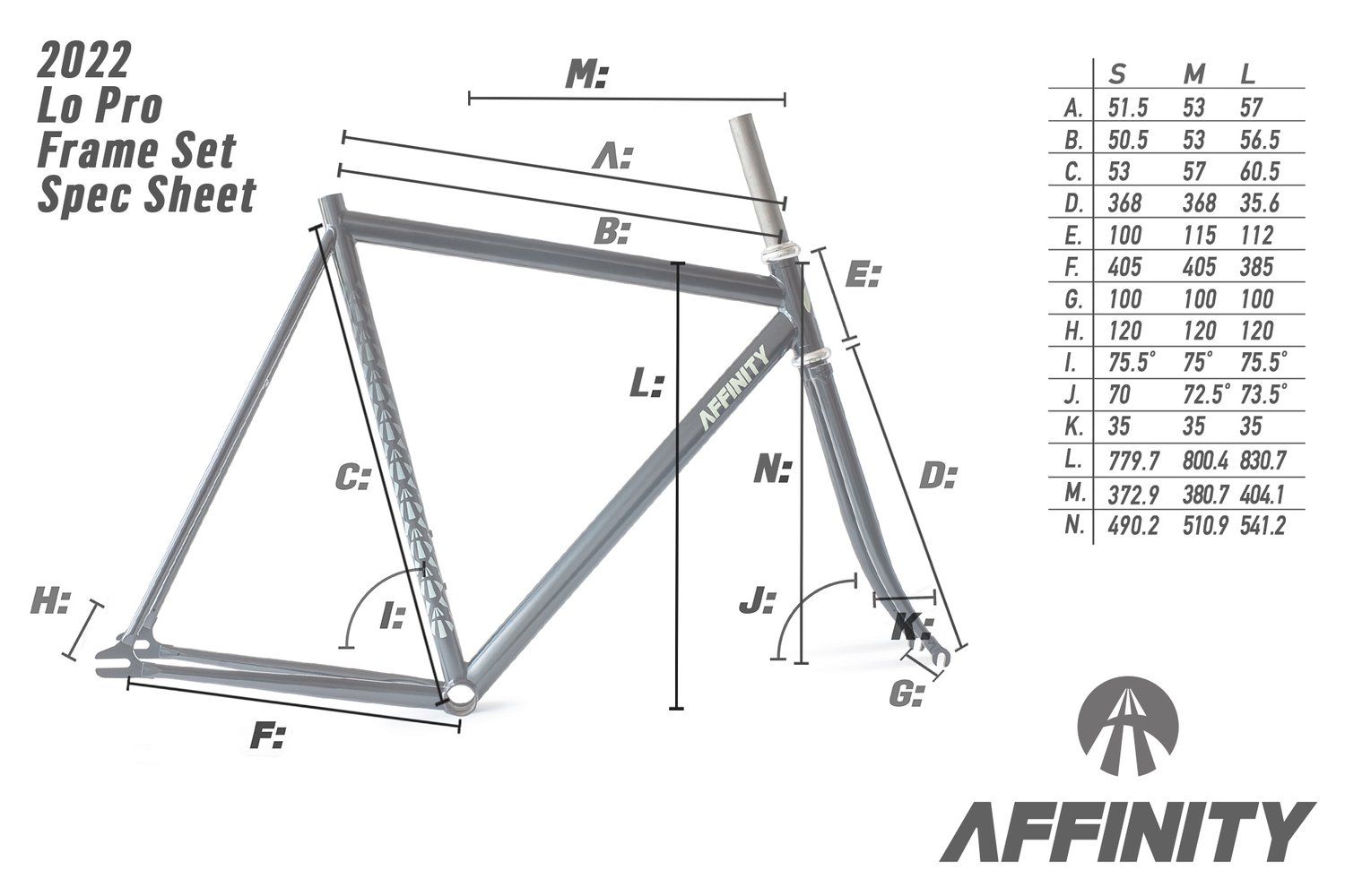 AFFINITY CYCLES Lo Pro Track Frame Set